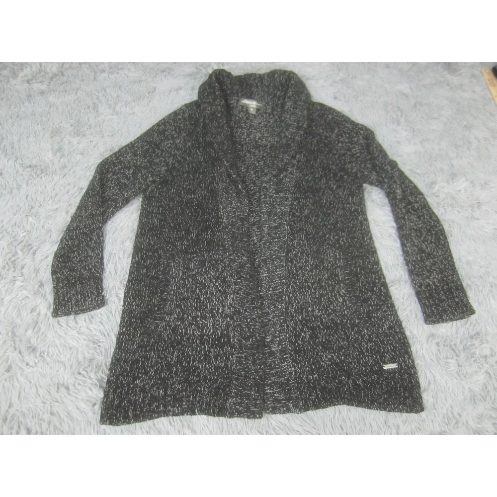 Eddie Bauer Sweater Womens Large Gray Open Front Knit Lounge Cardigan Pockets - Picture 1 of 9